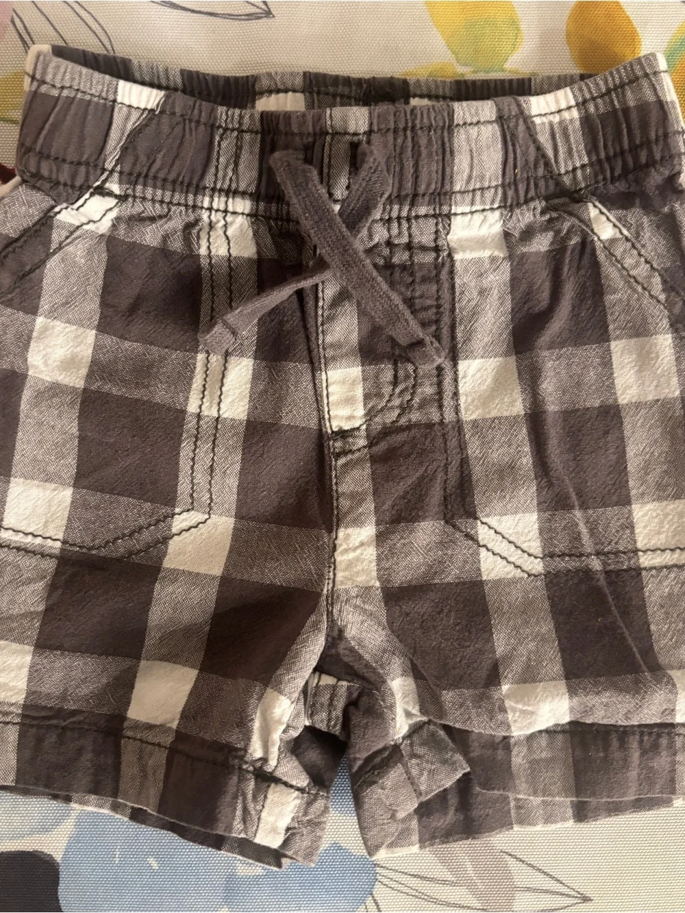 Boy’s Gray Plaid Drawstring Kids Shorts